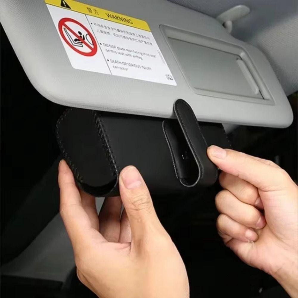 Hand-sewn Car Glasses Case High Grade Material Car Sunglasses Box Car Visor Mount