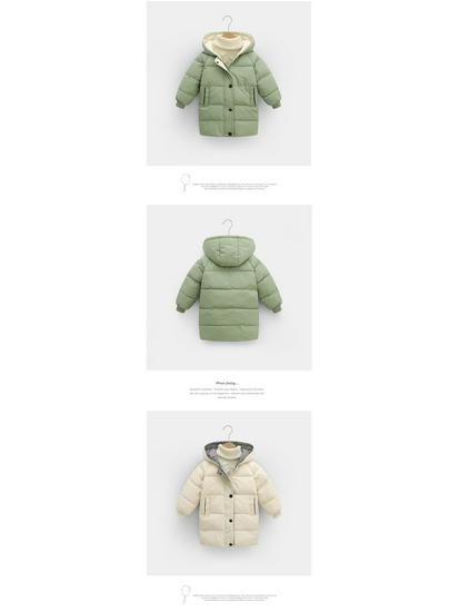 2023 Kids' Mid-Length Down Coat: Boys' & Girls' Winter Korean Style, Thickened Cotton-Padded