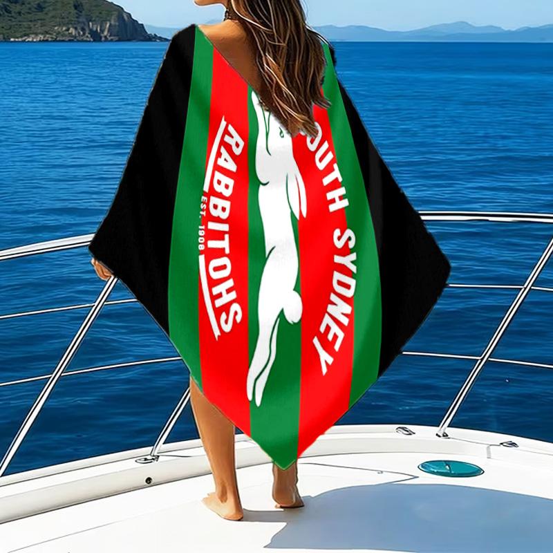 Nrl Rabbit Logo Design Microfiber Beach Towel, Lightweight And Quick-Dry, for Summer Travel, Beach Essential, Swimming Pool Outdoor