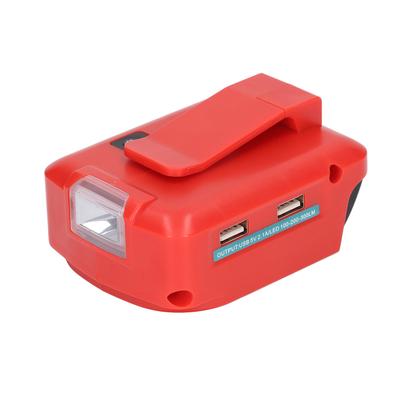 Lithium Battery USB Adapter Converter with LED Work Light Belt Clamp for 14.4?20V ADP05 12VDCType B