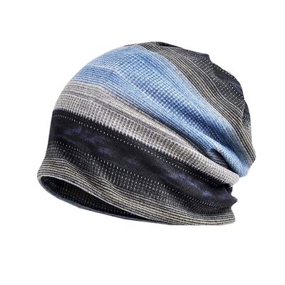 Buzz Selection CAP758 Knit Cap with Striped and (Blue, Fleece-Lined), 2-Way Pattern, Men's Women's