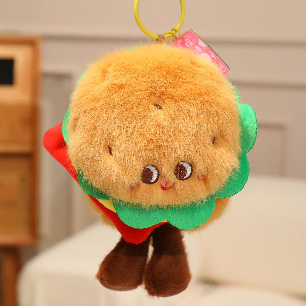 Plush Hamburger Keychain With Pp Cotton Filling For Kids And Teens