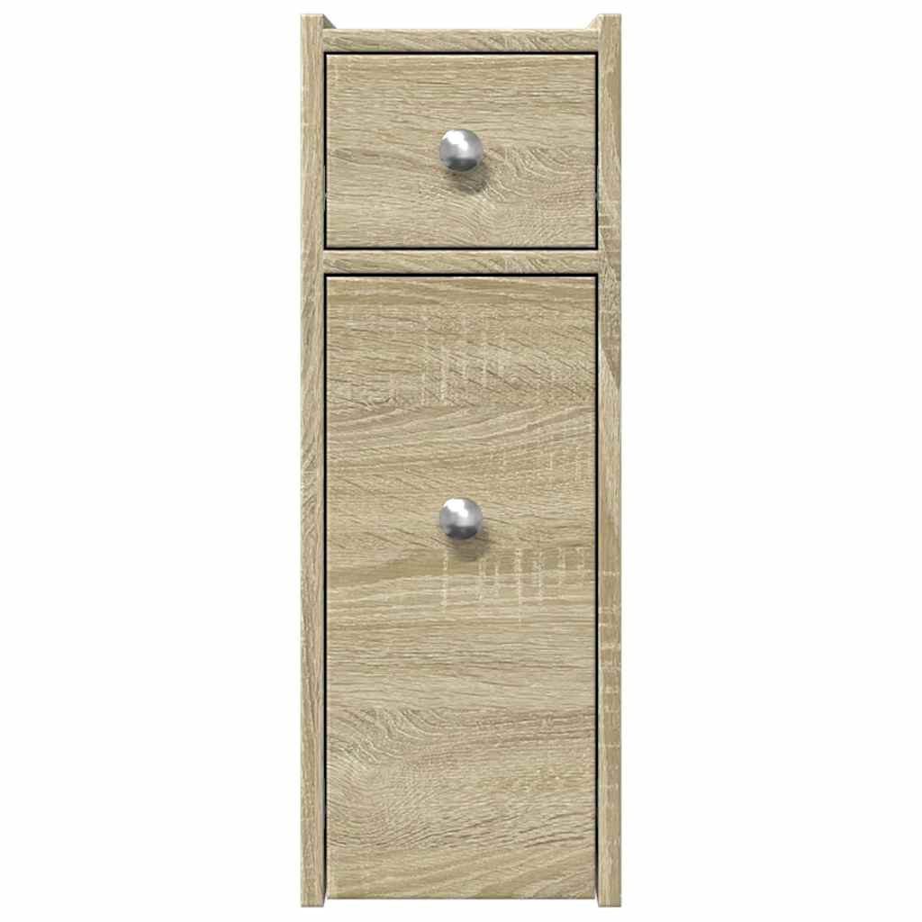Narrow Bathroom Cabinet with Wheels Sonoma Oak Engineered Wood