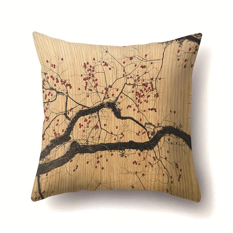 Leaves, Geometric Branches, Sofa Pillowcase, Single-sided Office Cushion Cover, Living Room Pillowcase, Biker Waist Pillowcase