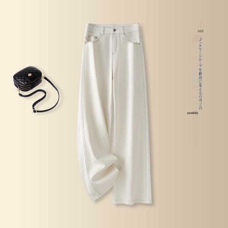 

Women s High Waist Tencel Denim Wide Leg Pants for Spring/Summer 28 брудно-білий