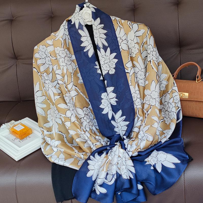 180*90cm muffler fashion Luxury Brand Scarf Women New Style Fashion Color Matching Print Silk Lady Popular Headcloth Beach Shawl