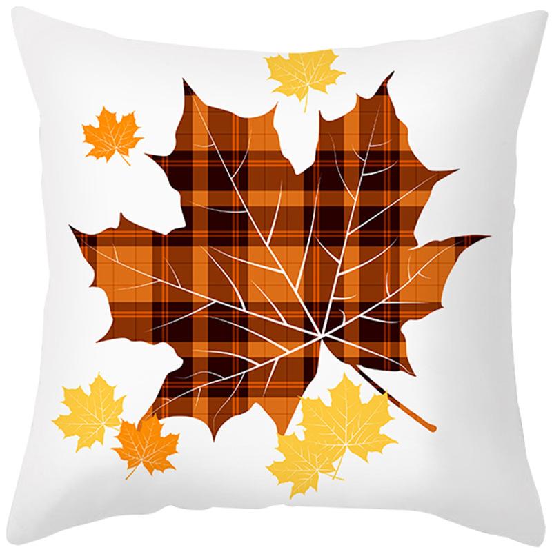 New Style Pillow Cover Autumn Maple Leaf Sofa Cushion Home Supplies Peach Skin Cushion Cover