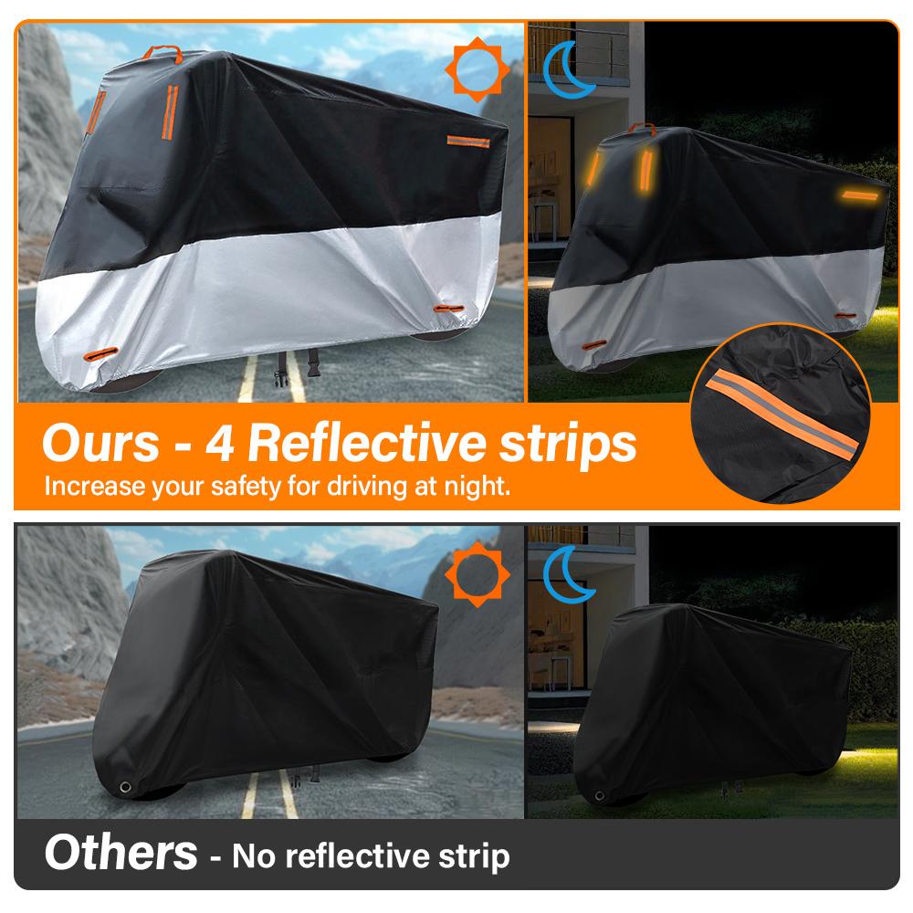 Motorcycle Covers,420D Outdoor Waterproof Motorbike Covers with Lock-Holes & Storage Bag, Fits Up To 9'8" Motorcycles   4XL Size