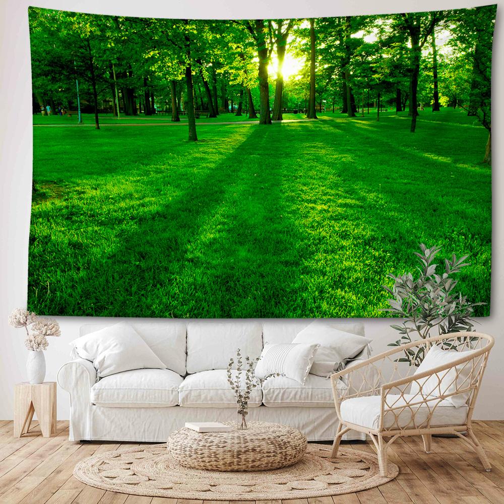 1pc Sunlit Meadow and Trees Tapestry Wall Hanging, 90g Polyester Brushed Fabric, Animal Theme, Woven Portrait Orientation, No Electricity Needed, Natu