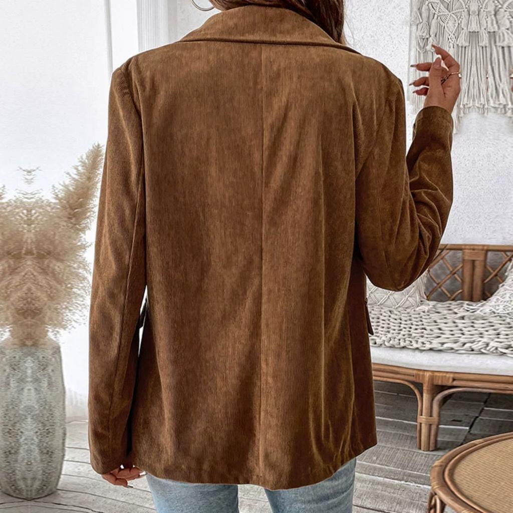 Autumn Retro Blazer Jacket Women's Solid Color Corduroy Blazer Jacket Women