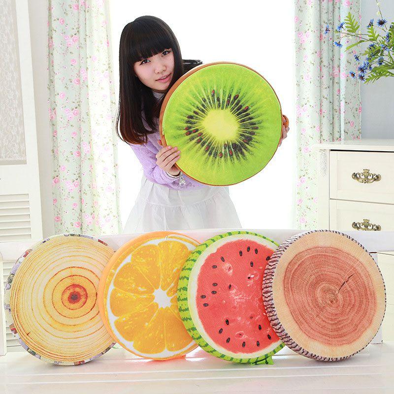 Adorable 16" Round Fruit Sofa Throw Pillow For Living Room Or Bedroom