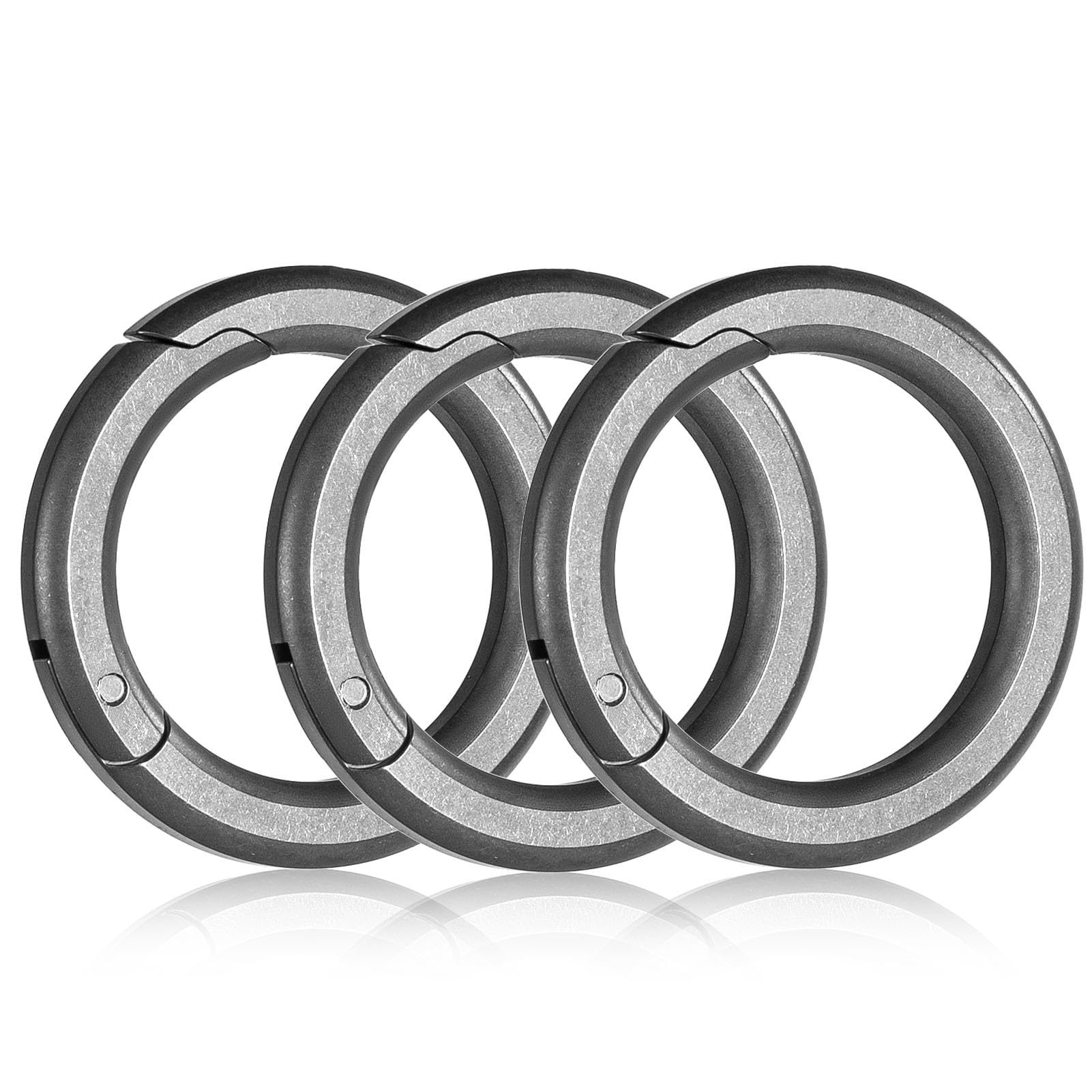 

[TIMULTI] Round Carabiner Keychain, Stylish, Titanium, Lightweight, Compact, One-Touch Storage, 20kg Load Capacity (Titanium Gray * 3 pieces)