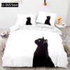 Black cat Bedding Set Single Twin Full Queen King Size Cute cat Bed Set Aldult Kid Bedroom Duvetcover Sets 3D Anime Pet 046