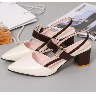 2024 Sandalen Damen Sommer Neu Spitz Blockabsatz Sandalen Große Größe Damenmode Damenschuhe Sandalen