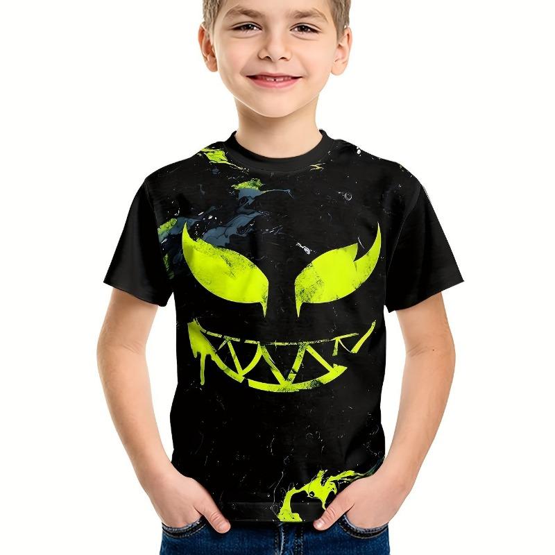 Kids Clothes Boys Tshirt Short Sleeve 3D Skull Print Children Summer Clothes Creative Stylish Streetwear Round Neck Girl Clothes