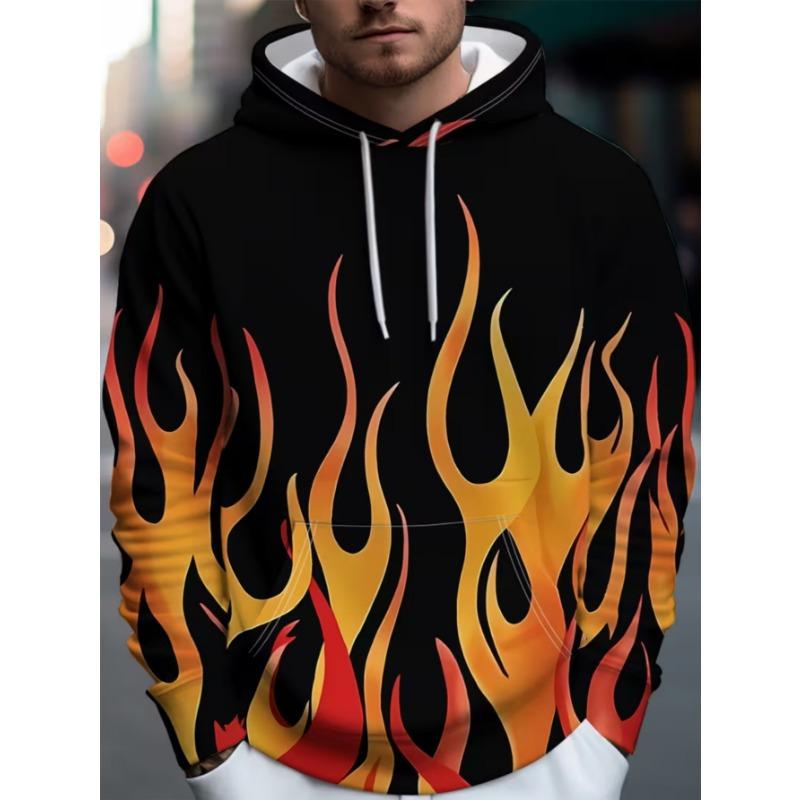 Men's Trendy Street Hooded Sweatshirt with Printed Design, Featuring a Hood Strap. Suitable for Daily Outings and Casual Gatherings.
