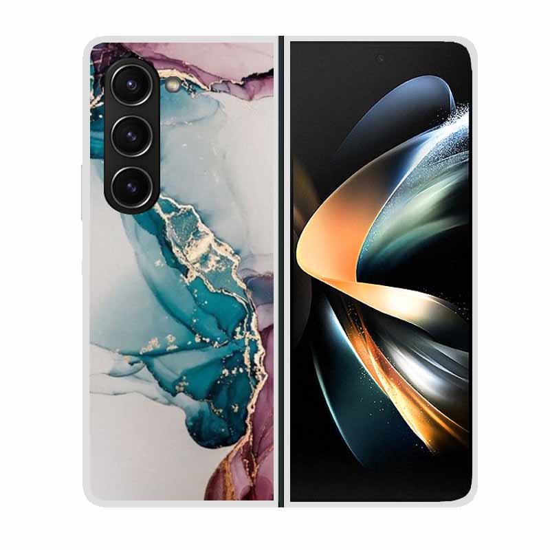 For Samsung Galaxy Z Fold 5 ZFold5 Cases Marble Transparent Shockproof Protection Hard Back Cover For Samsung Z Fold 5 5G Cases