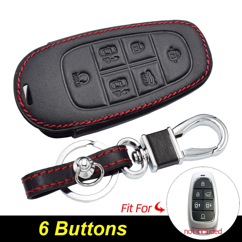 Atobabi Leather Car Key Case Keychain For Hyundai Tucson Nexo Santa Fe Azera Sonata   Smart Remote Control Protect Cover
