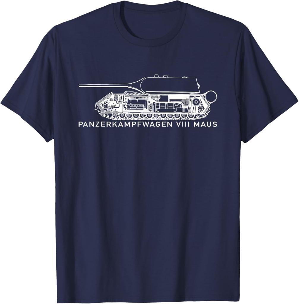Maglietta Panzer VIII Maus Tank 100% Cotone Girocollo Manica Corta Estiva Casual da Uomo Streetwear