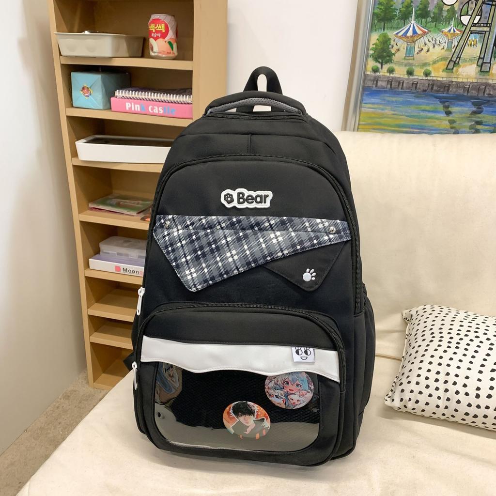 Korean Version of Schoolbag for Female Junior High School Students, Cute Transparent Pain Bag, Large-capacity Computer Backpack, Versatile St