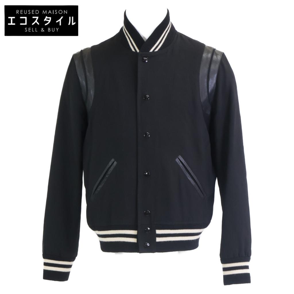 SAINT LAURENT PARIS [Excellent Condition/Domestically Authorized] 354718 Eddie Teddy with Leather Details Jacket 48 blackUsed