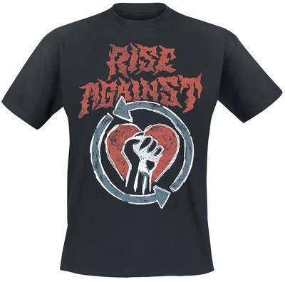 Rise Against Heart & Fist Symbol Print Black Cotton T-shirt Men Punk Unisex Tee