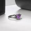 ZHOUYANG Love Heart Rings For Women Wedding jewellery Purple Zircon Black Gold Engagement Gifts Jewelry R110