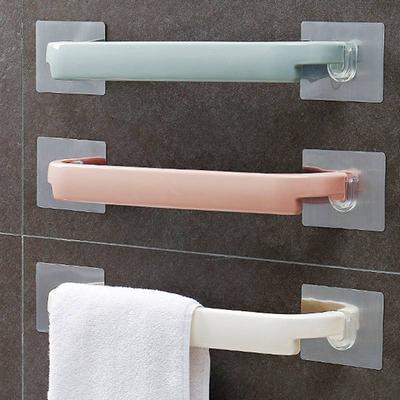 Towel Rack Home Supplies Plastic Self-adhesive Wall Mounted Hanging Hanger Bathroom Commodity Shelf