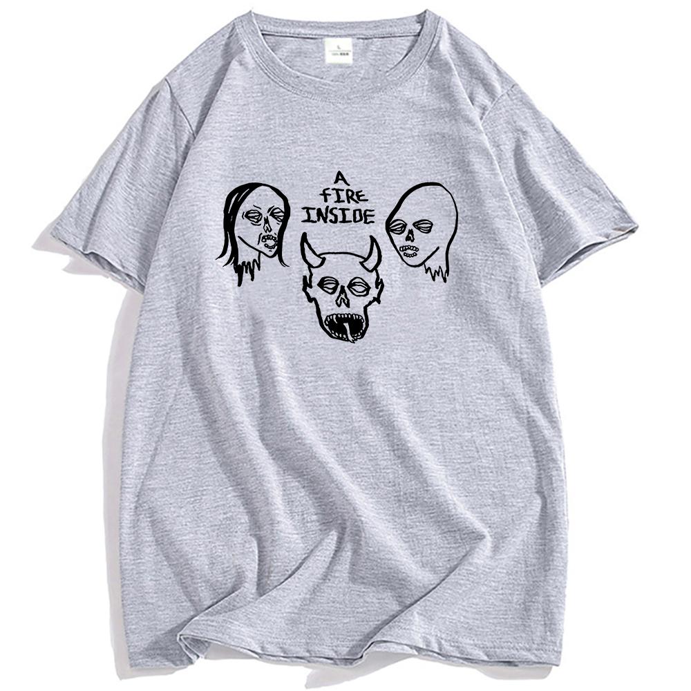 AFI Faces Ivory Tee A Fire Inside Letter Print T-shirt Summer Cotton Men Women Tshirts Fashion Unisex Streetwear Hip Hop TShirt