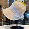New Lightweight Linen-Look Bucket Hat Women Summer Wide Brim Sunscreen Breathable Back Slit Reversible Brim Versatile