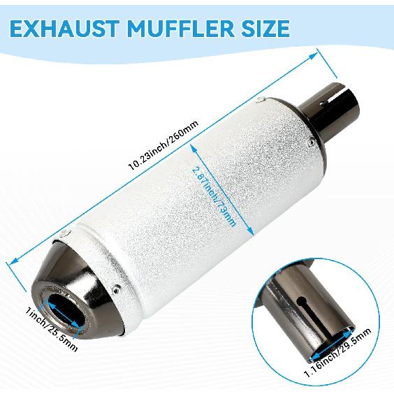1.1 Inch Motorcycle Slip On Muffler For 125Cc 110Cc 4 Stroke Pit Dirt Bike CRF50 SSR Tao Tao DB10 Coolster Baja, Universal 28Mm Exhaust Silencer For