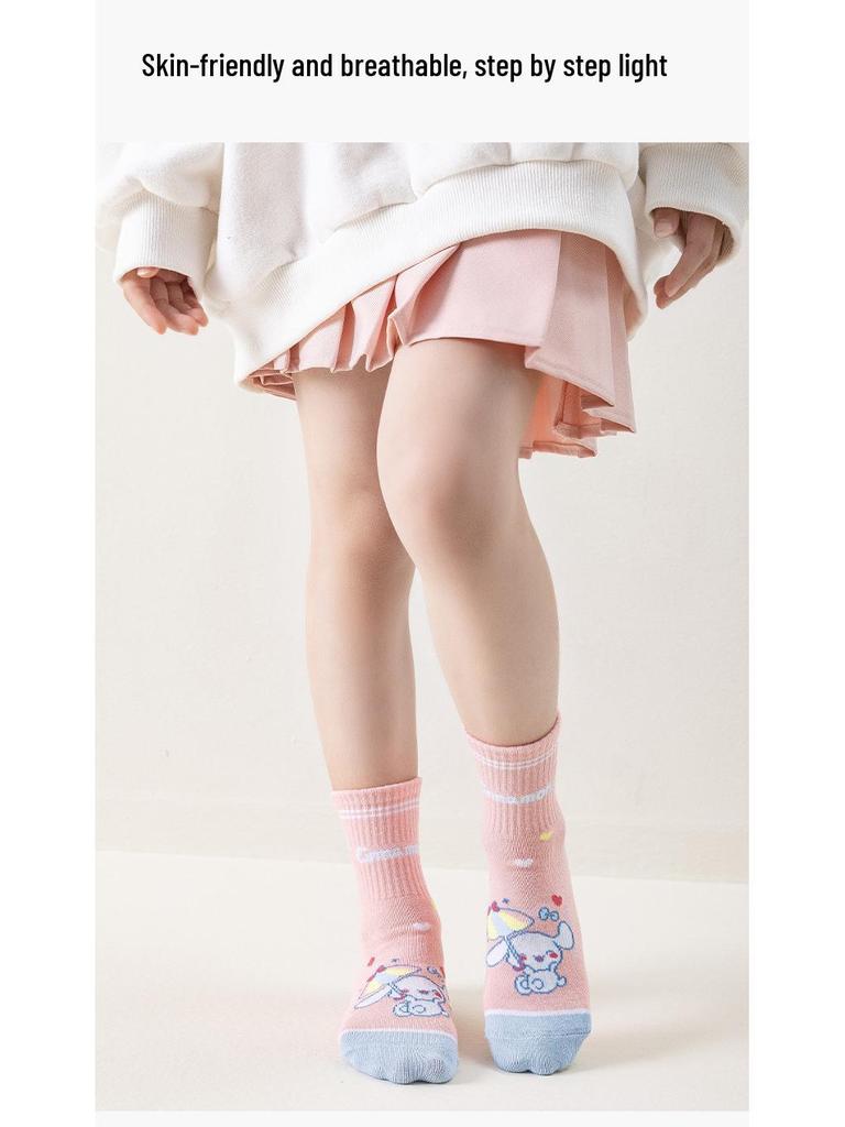 Kinder Cinnamoroll Cartoon Wadenlange Socken - Frühling & Herbst gekämmte Baumwolle für Jungen und Mädchen