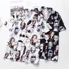 Women Fashion Short Sleeve Vintage Print Korean Shirt Casual Loose Blouse