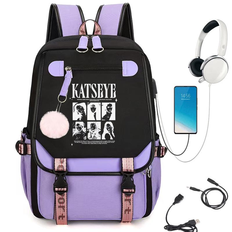 KATSEYE Campus Style Backpack Multifunctional Student Bookbag Large Capacity Lightweight Water-Resistant for School