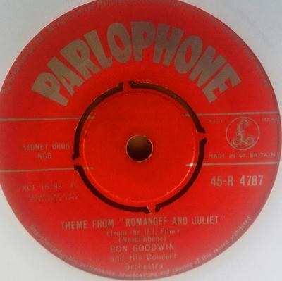 7inch Record RON GOODWIN  HIS ORCHESTRA  Theme From Romanoff And Juliet 45R4787 Parlophone 1961 UK Soundtracks  Musicals Used