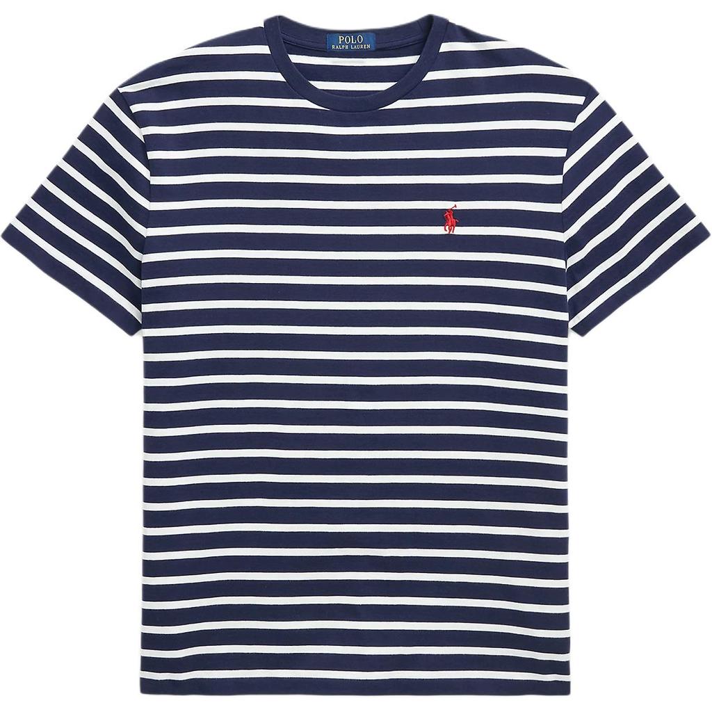 Polo Ralph Lauren Logo Embroidered Striped Crew Neck Short Sleeve T-Shirt Men Tops Blue 710934662-012
