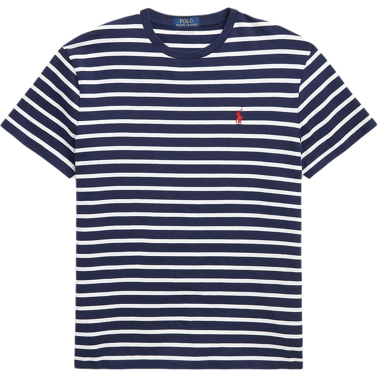 

Футболка мужская Polo Ralph Lauren с вышивкой логотипа, в полоску, с круглым вырезом, с коротким рукавом, топы, синяя 710934662-012 M