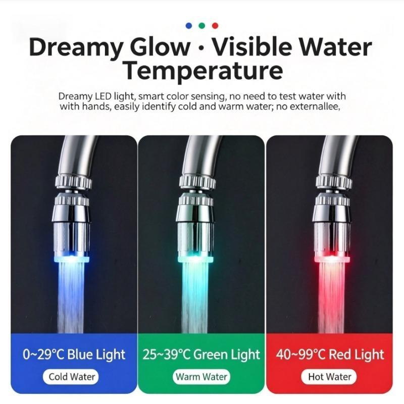 3 Color Light Change LED Faucet Aerator Water Saving Tap Nozzle for Kitchen Bathroom Sink Stream Glow Spray Head Attachment