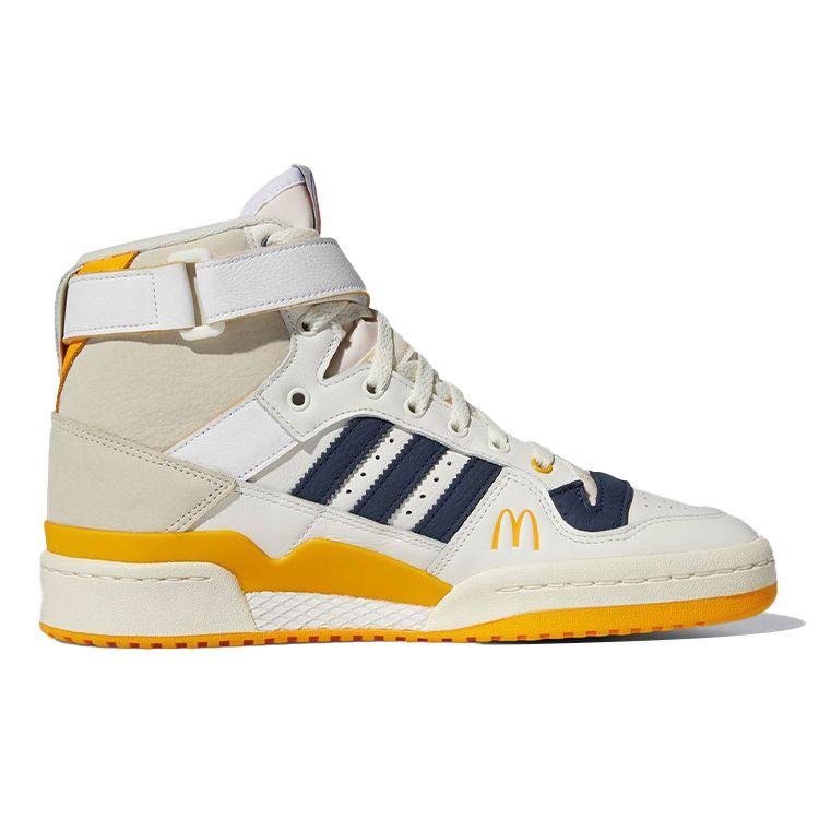Eric Emanuel x adidas Forum 84 High McDonalds All-American Unisex-Sneaker Weiß Wolkenweiß Kräftiges Gold H02575