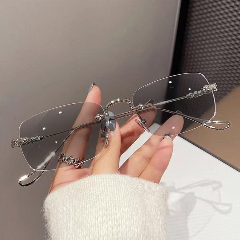 Photochromic Glasses, Popular Online, Frameless, Natural Look, Korean Style, for Nearsighted Women, Anti-blue Light, Pure and Desirable, Can Be