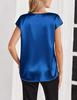 2026 Spring/Summer Solid Color V-neck Satin Casual Women's T-shirt