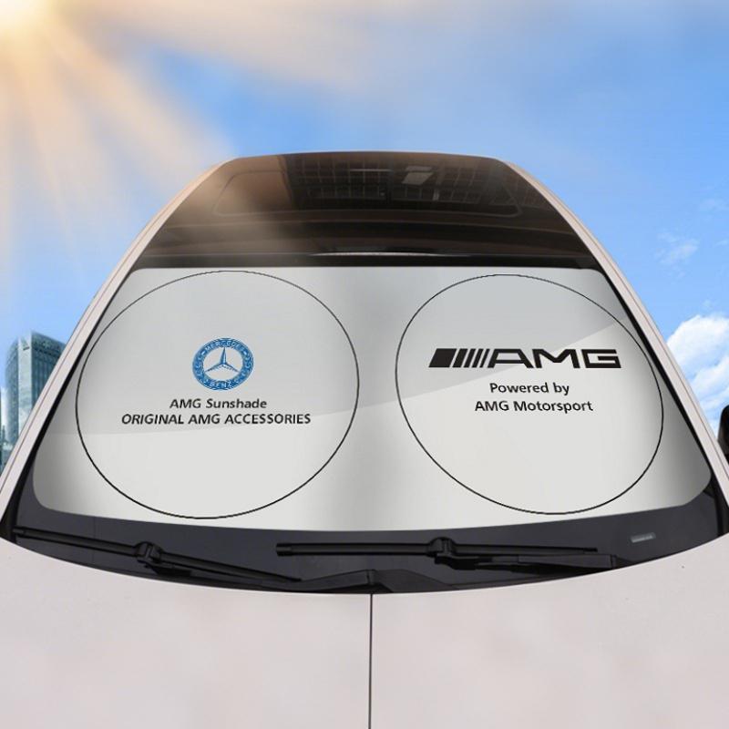 WLX4 Car Windshield Sun Shade Cover Anti UV Reflector For Mercedes Benz AMG W203 W206 W220 W205 W211 W212 W201 GLS CLS GLC Stickers