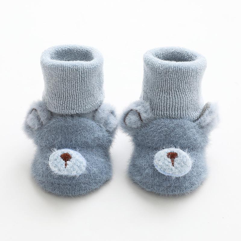 Verdickte Kinder-Mittelwadensocken: Warme, rutschfeste Cartoon-Babysocken für die ersten Gehversuche