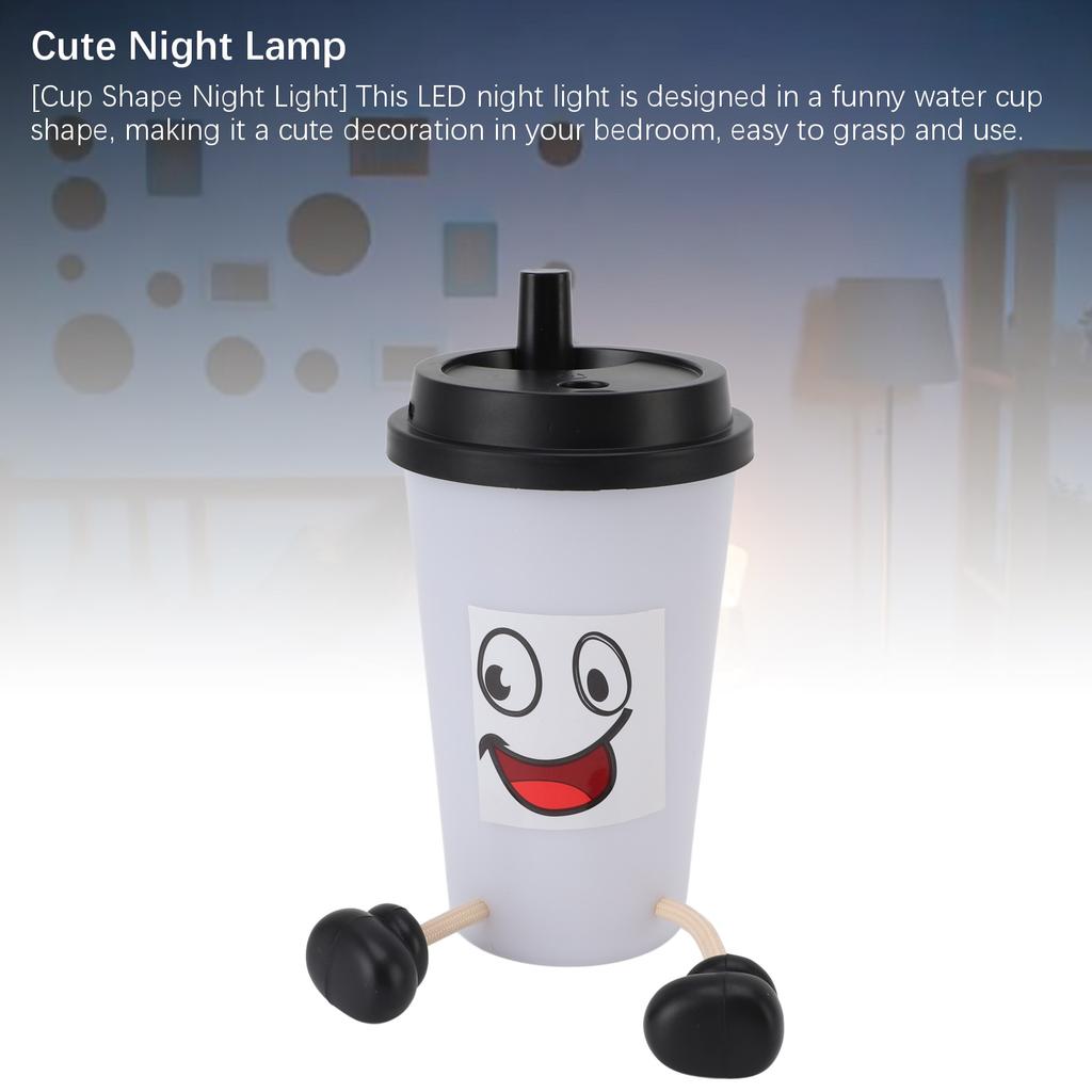 Cup Shaped LED Light Cute Funny 3 Colors Stepless Dimmable Touch Control Rechargeable Night Lamp