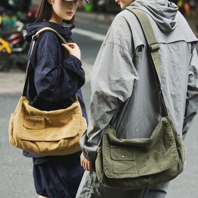 Plátená taška Pánska taška cez rameno crossbody Študentská školská taška na knihy Jednofarebná Dámska taška messenger