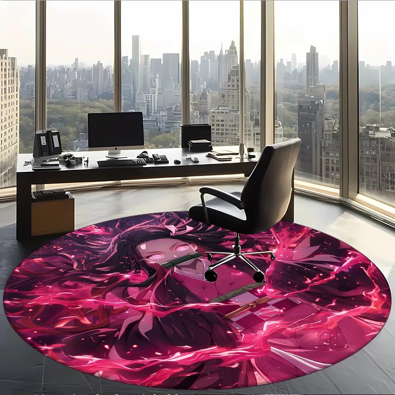 Nezuko (1) Round Office Rug Decorative Floor Rug for Office Bedroom Living Room and Home Space