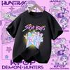 2026 new summer short-sleeved boys' casual shirt Polyester T-shirt for children aged 1-12, girls' sports shirt, K-pop Demon Hunter