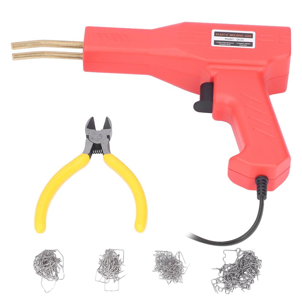 50W Car Bumper Repair Welder Kit Plastic Welding Machine with Plier Staples Red for Cars Motorcycles