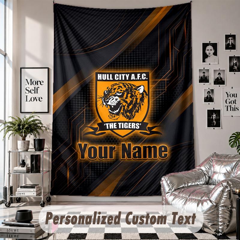 Wall Hanging Tapestry With Custom Name & Text, Hull FC Decorative Tapestry For Bedroom