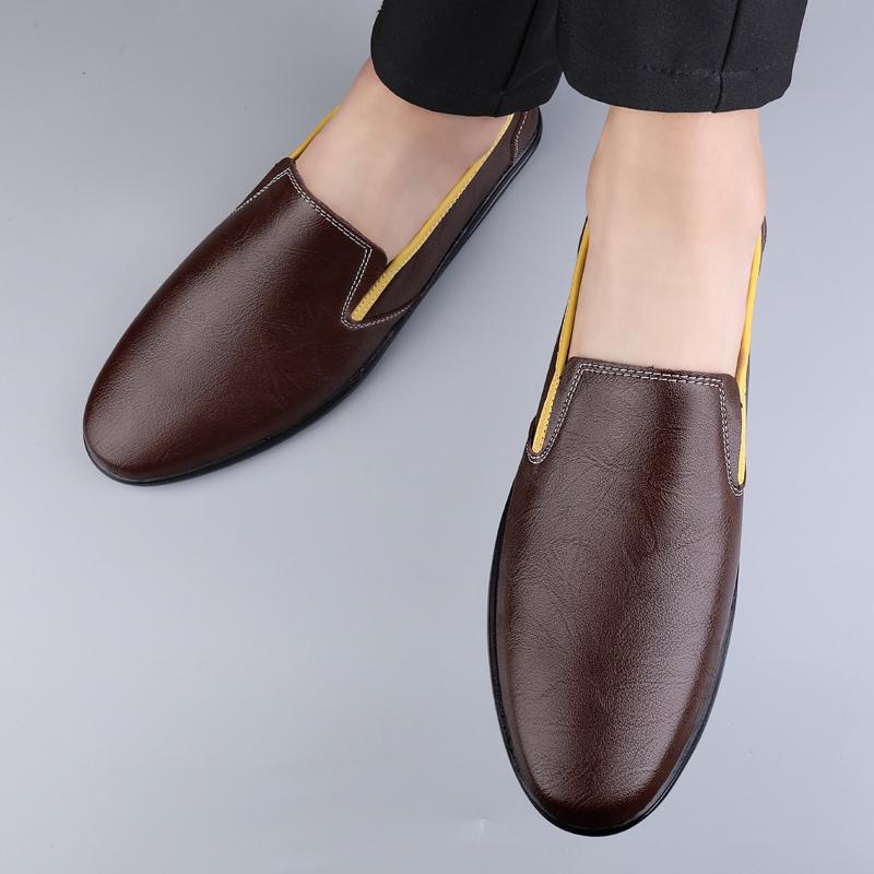 Genuine Leather Men Casual Shoes Fashion Slip On Formal Shoes Soft Comfy Lazy Shoes Loafers Lightweight Walking Shoes Mocassins